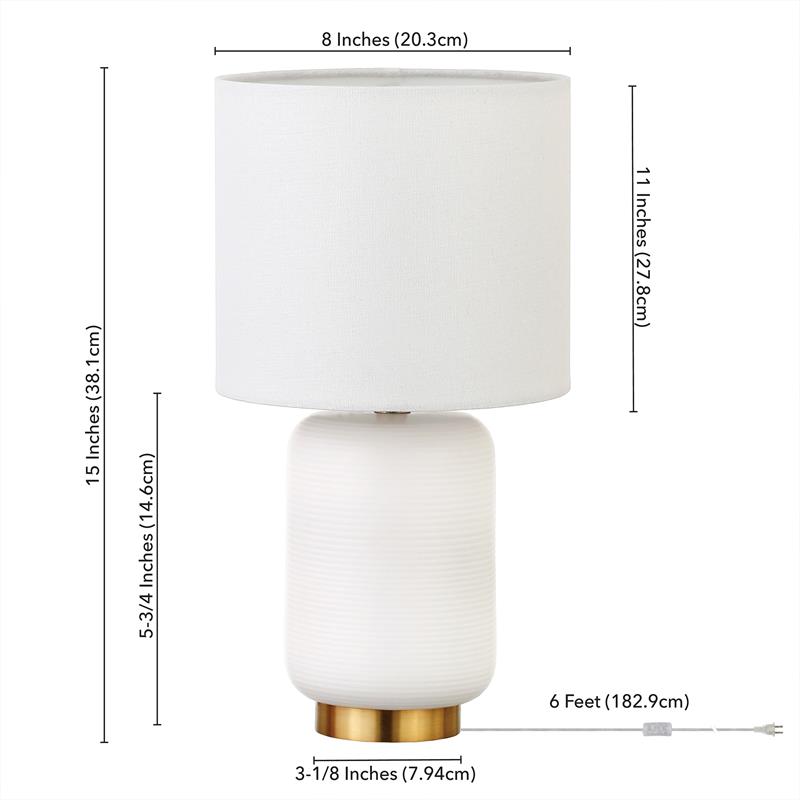 Maklaine Contemporary Ceramic Mini Accent Lamp in Matte White