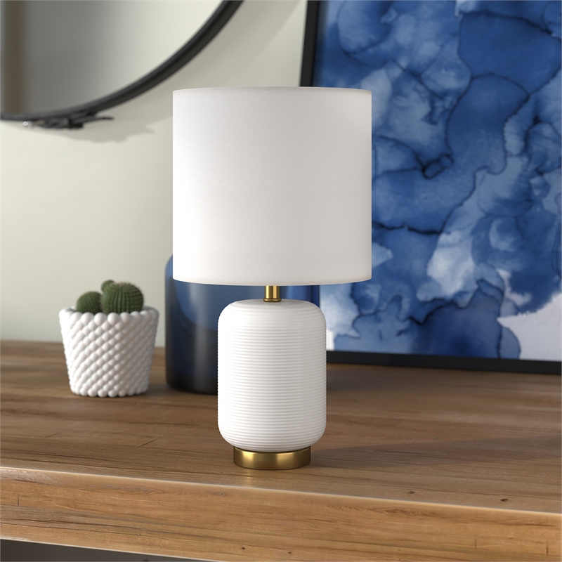 Maklaine Contemporary Ceramic Mini Accent Lamp in Matte White