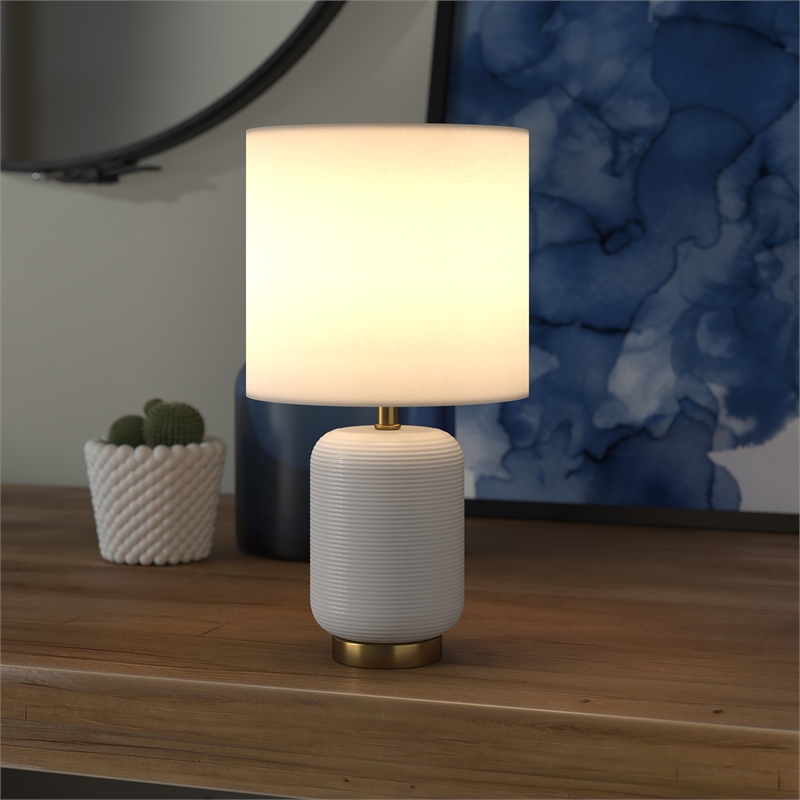 Maklaine Contemporary Ceramic Mini Accent Lamp in Matte White