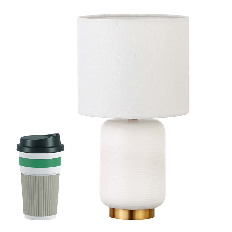 Maklaine Contemporary Ceramic Mini Accent Lamp in Matte White