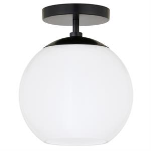Maklaine Contemporary Semi Flush Mount Ceiling Light in Matte Black