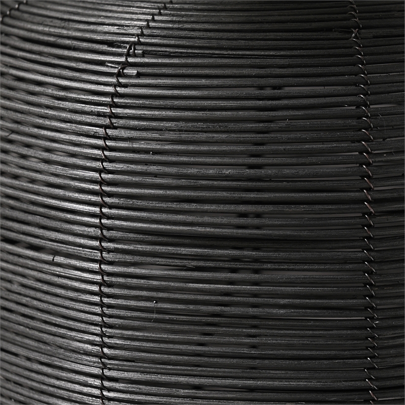 Maklaine Contemporary Oversized Rattan Table Lamp in Black