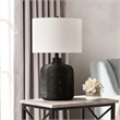 Maklaine Contemporary Rattan Table Lamp in Black