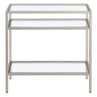 Maklaine Contemporary Rectangular Side Table in Satin Nickel