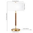 Maklaine Contemporary 2-Bulb Table Lamp in Rustic Oak and Brass