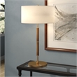 Maklaine Contemporary 2-Bulb Table Lamp in Rustic Oak and Brass