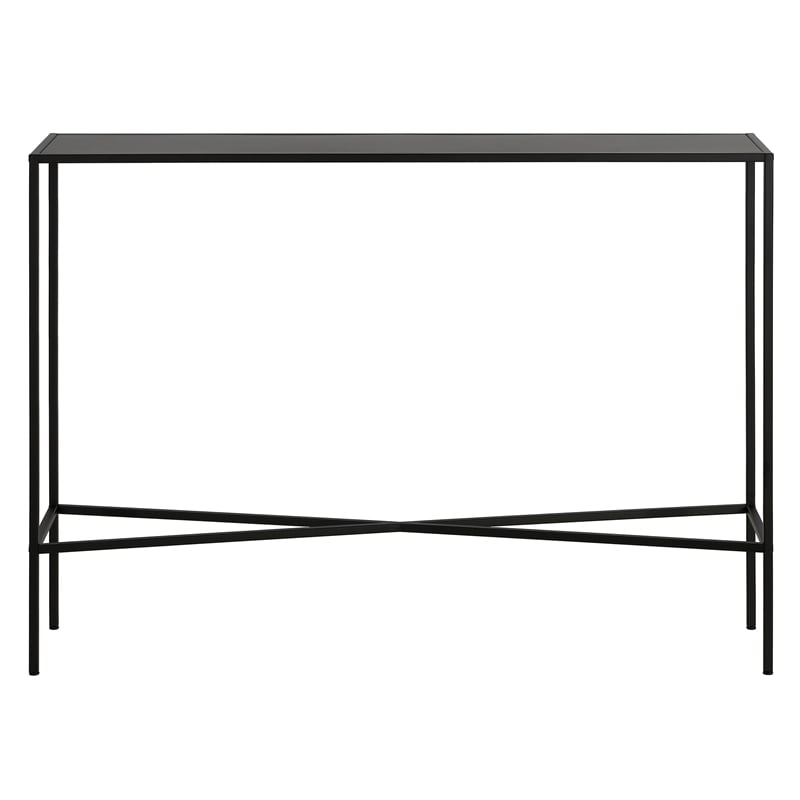 Maklaine Steel Black Console Table Rectangular Easy Assembly 42