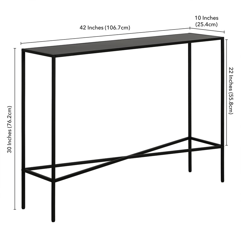 Maklaine Steel Black Console Table Rectangular Easy Assembly 42