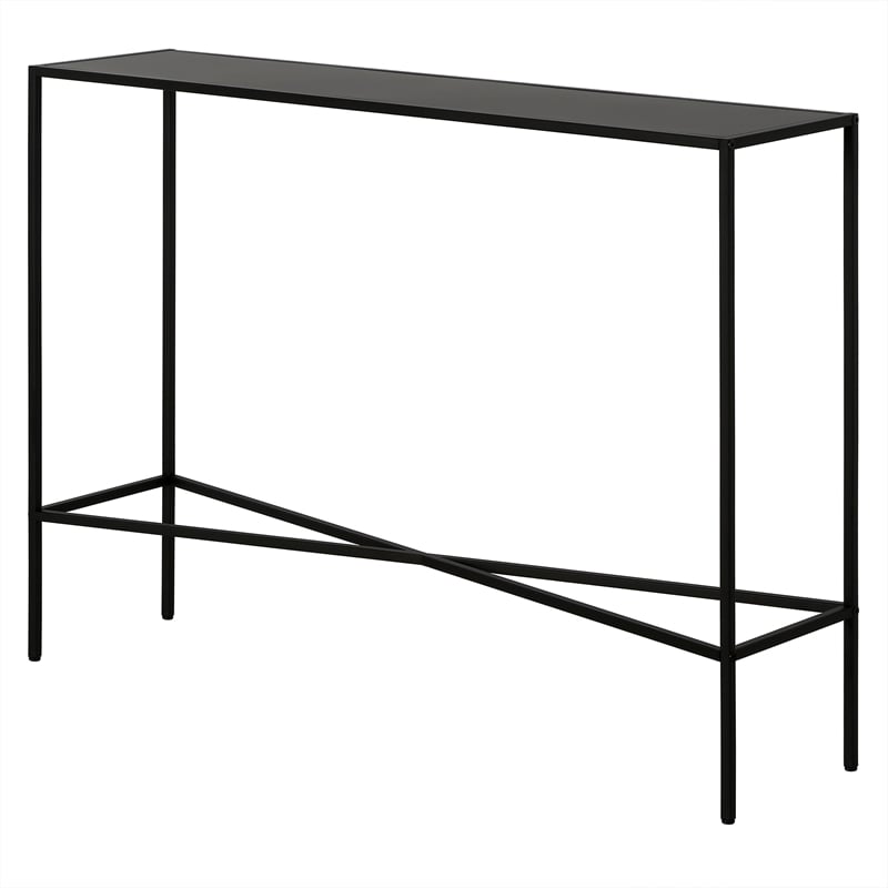Maklaine Steel Black Console Table Rectangular Easy Assembly 42