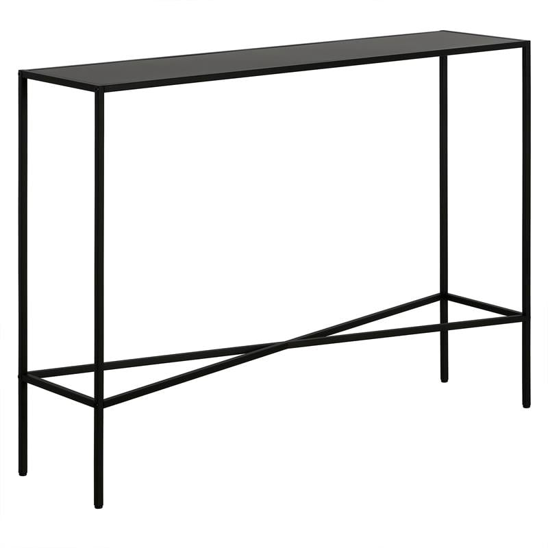 Maklaine Steel Black Console Table Rectangular Easy Assembly 42