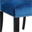 Maklaine Transitional Marble 5PC Dining Set with Blue Chairs in White