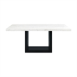 Maklaine Transitional Marble 5PC Dining Set with Blue Chairs in White
