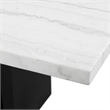 Maklaine Transitional Marble 5PC Dining Set with Blue Chairs in White