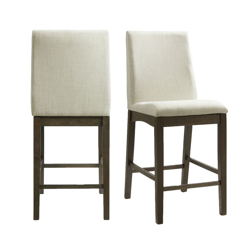 Maklaine Transitional Wood Counter Height Side Chair Set in Walnut