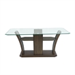 Maklaine Rectangular Glass Top Dining Table in Dark Walnut