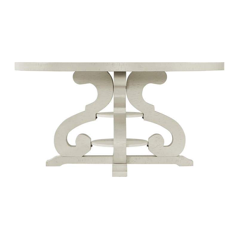 Maklaine Transitional Wood Round Dining Table in White Finish