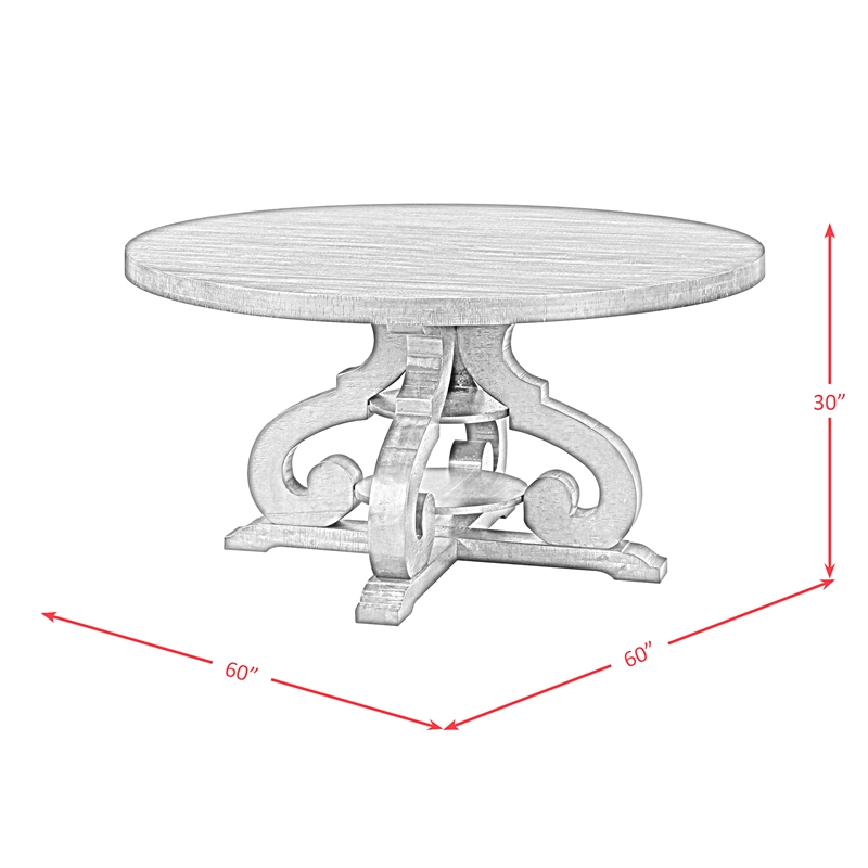 Maklaine Transitional Wood Round Dining Table in White Finish