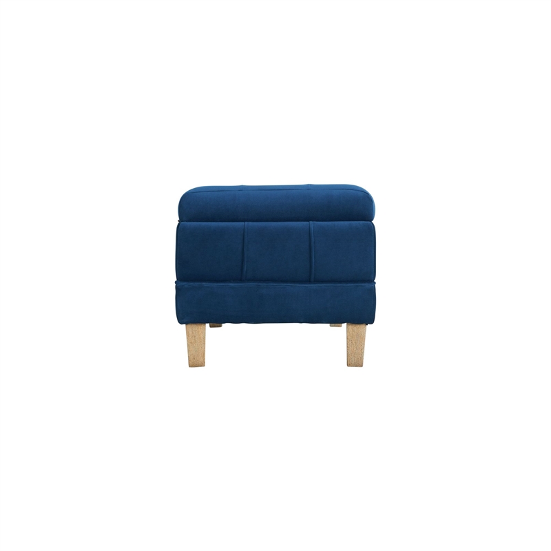 Maklaine Modern Velvet Tufted Storage Ottoman in Blue Finish