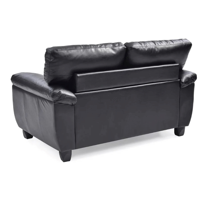 Maklaine Faux Leather Black Loveseat Rectangular Comfortable Tufted Seating 57
