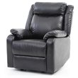 Maklaine Contemporary Faux Leather Rocker Recliner in Black Finish