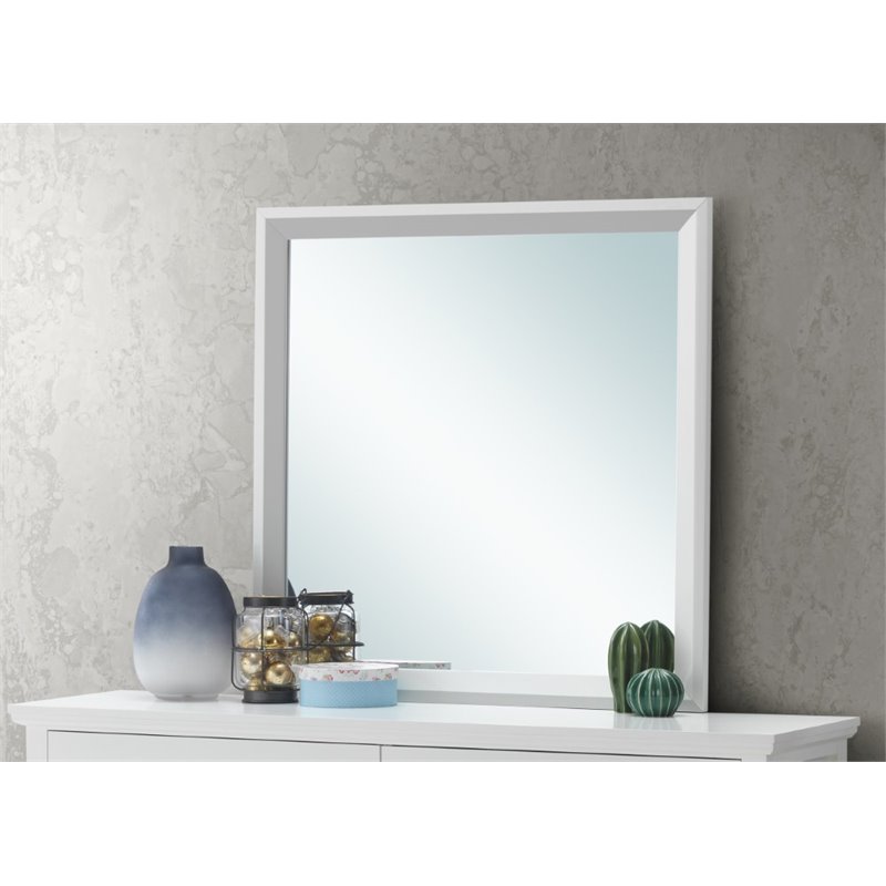 Maklaine Transitional Engineered Wood/Wood Veneers Mirror in White