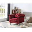 Maklaine Transitional Tufted Velvet Chair in Burgundy Finish