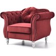 Maklaine Transitional Tufted Velvet Chair in Burgundy Finish