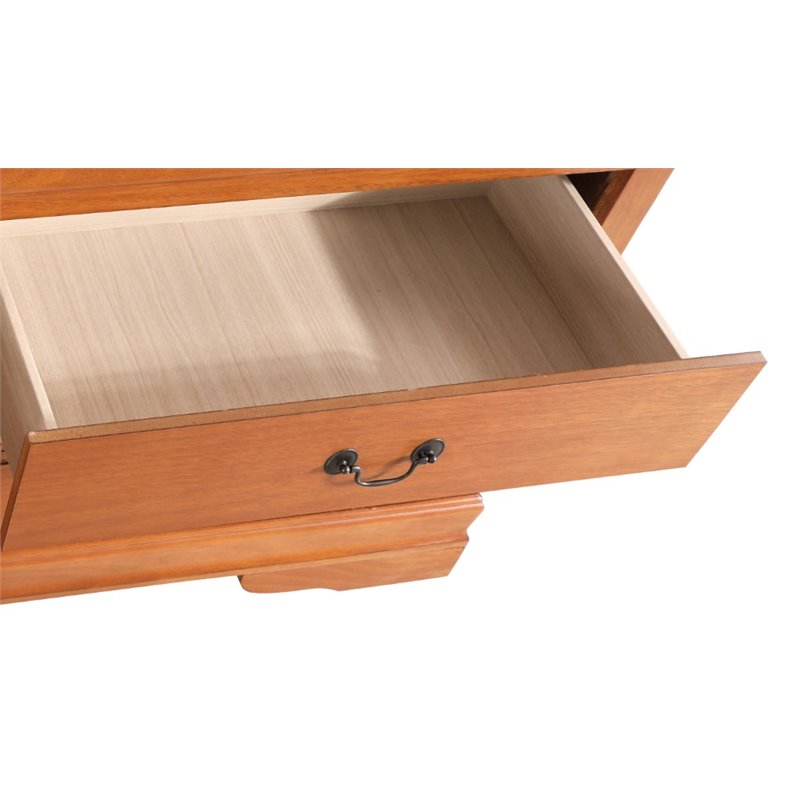 Maklaine Traditional Engineered Wood 6 Drawer Dresser in Oak