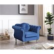 Maklaine Transitional Tufted Velvet Chair in Navy Blue Finish