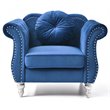 Maklaine Transitional Tufted Velvet Chair in Navy Blue Finish