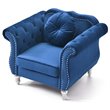Maklaine Transitional Tufted Velvet Chair in Navy Blue Finish