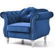 Maklaine Transitional Tufted Velvet Chair in Navy Blue Finish