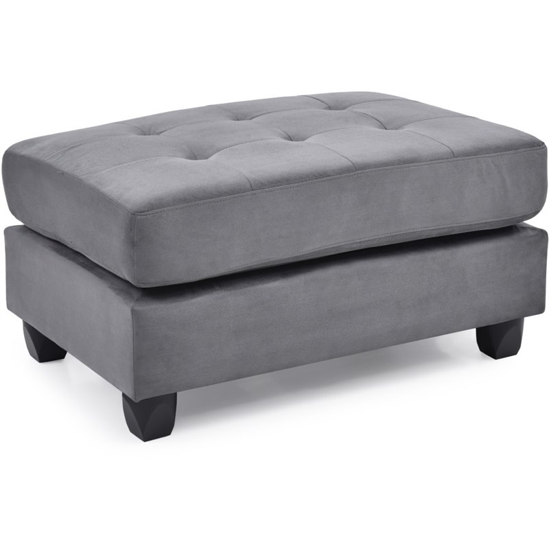 Maklaine Contemporary styled Microsuede Ottoman in Gray Finish