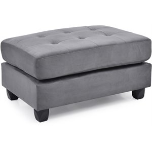 Maklaine Contemporary styled Microsuede Ottoman in Gray Finish