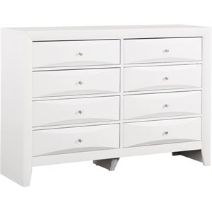 Maklaine Contemporary Engineered Wood 8 Drawer Dresser in White