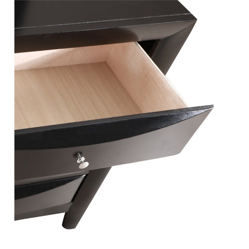 Maklaine Contemporary Engineered Wood 8 Drawer Dresser in Black