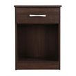 Maklaine Engineered Wood 1-Drawer Bedroom Nightstand in Wenge