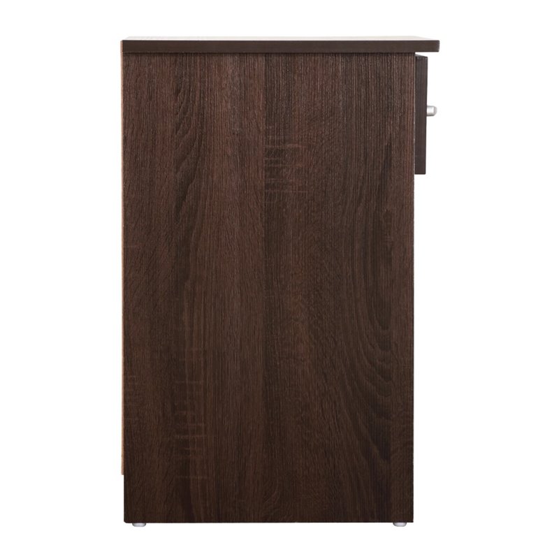 Maklaine Engineered Wood 1-Drawer Bedroom Nightstand in Wenge