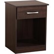 Maklaine Engineered Wood 1-Drawer Bedroom Nightstand in Wenge