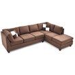 Maklaine Contemporary Microsuede Versatile Sectional in Chocolate