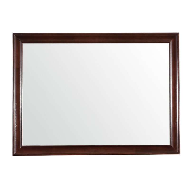 Maklaine Transitional Engineered Wood Mirror in Cappuccino Finish