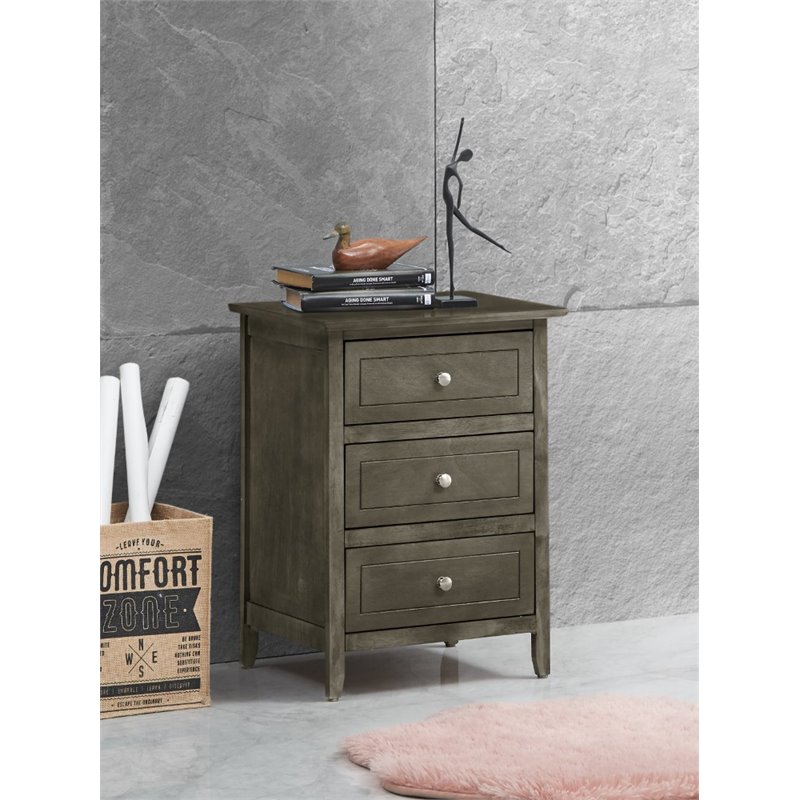 Maklaine Engineered Wood Gray Nightstand Rectangular Fully Assembled 25