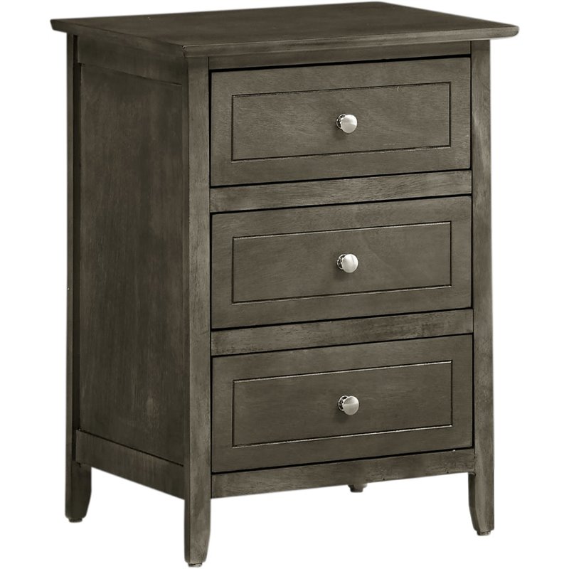 Maklaine Engineered Wood Gray Nightstand Rectangular Fully Assembled 25