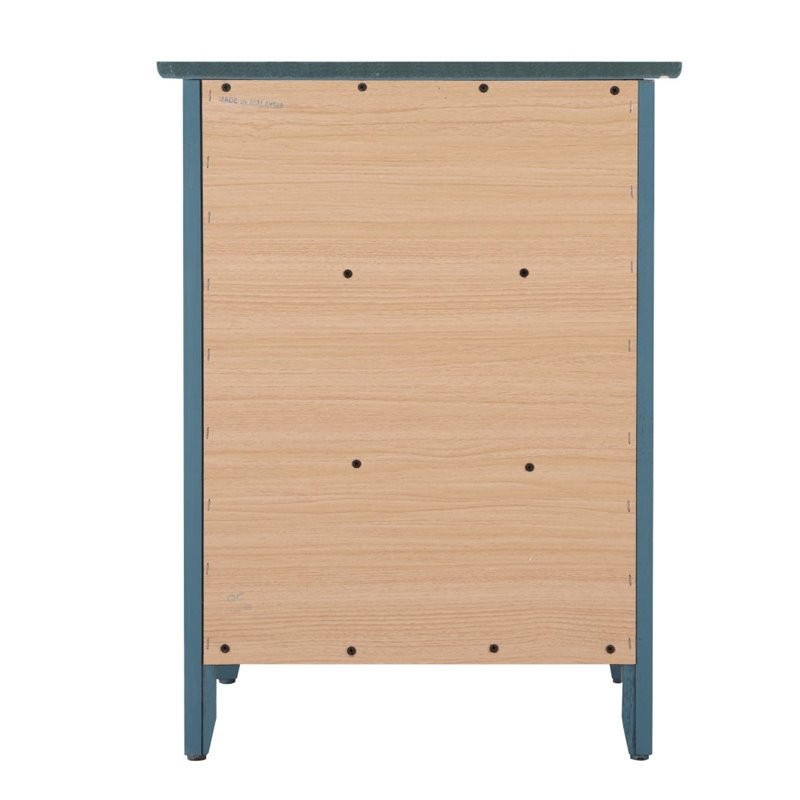 Maklaine Engineered Wood Teal Nightstand Rectangular Fully Assembled 25