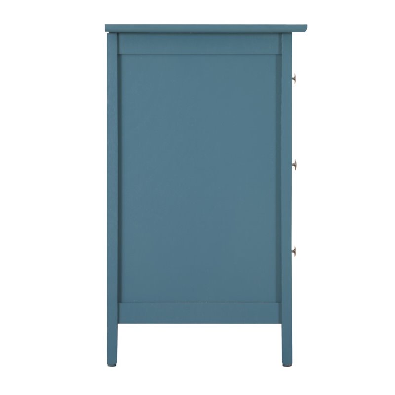 Maklaine Engineered Wood Teal Nightstand Rectangular Fully Assembled 25