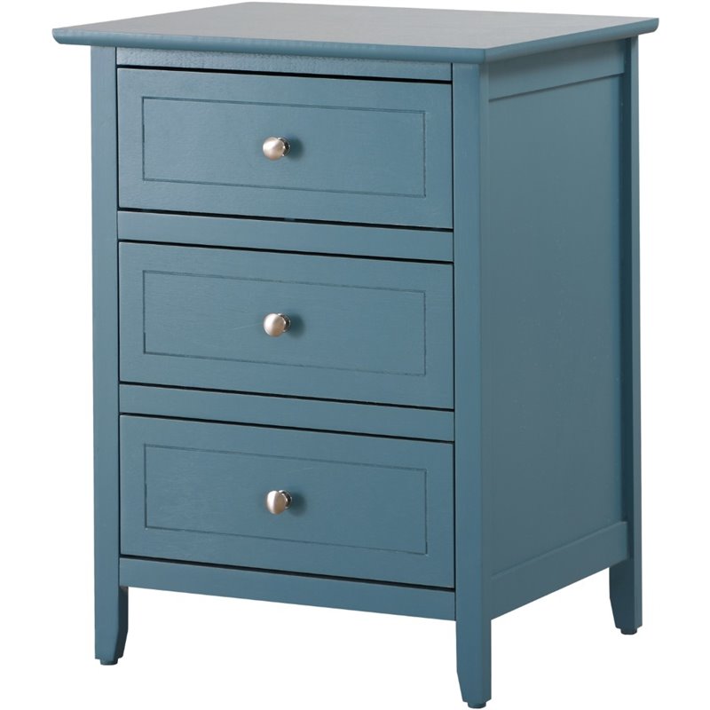 Maklaine Engineered Wood Teal Nightstand Rectangular Fully Assembled 25