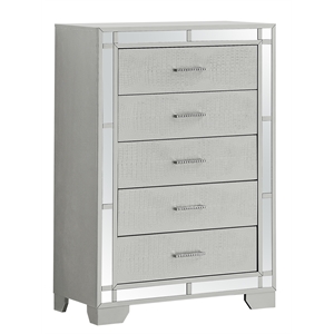 Maklaine Wood Silver Chest Rectangular Textured 49&quot Fully Assembled