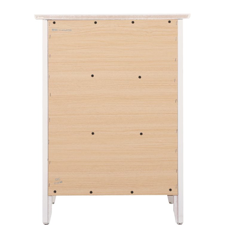 Maklaine Engineered Wood White Nightstand Rectangular Fully Assembled 25