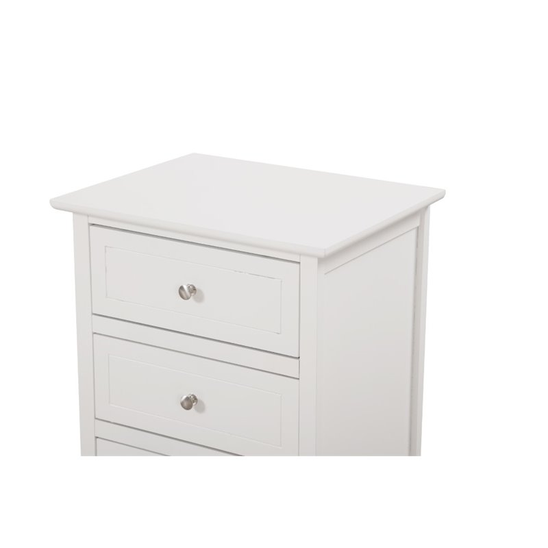 Maklaine Engineered Wood White Nightstand Rectangular Fully Assembled 25