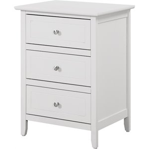Maklaine Engineered Wood White Nightstand Rectangular Fully Assembled 25&quot